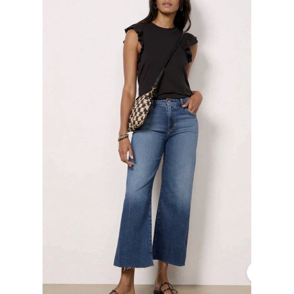 ag saige wide leg crop high rise fit japanese denim Blue 25